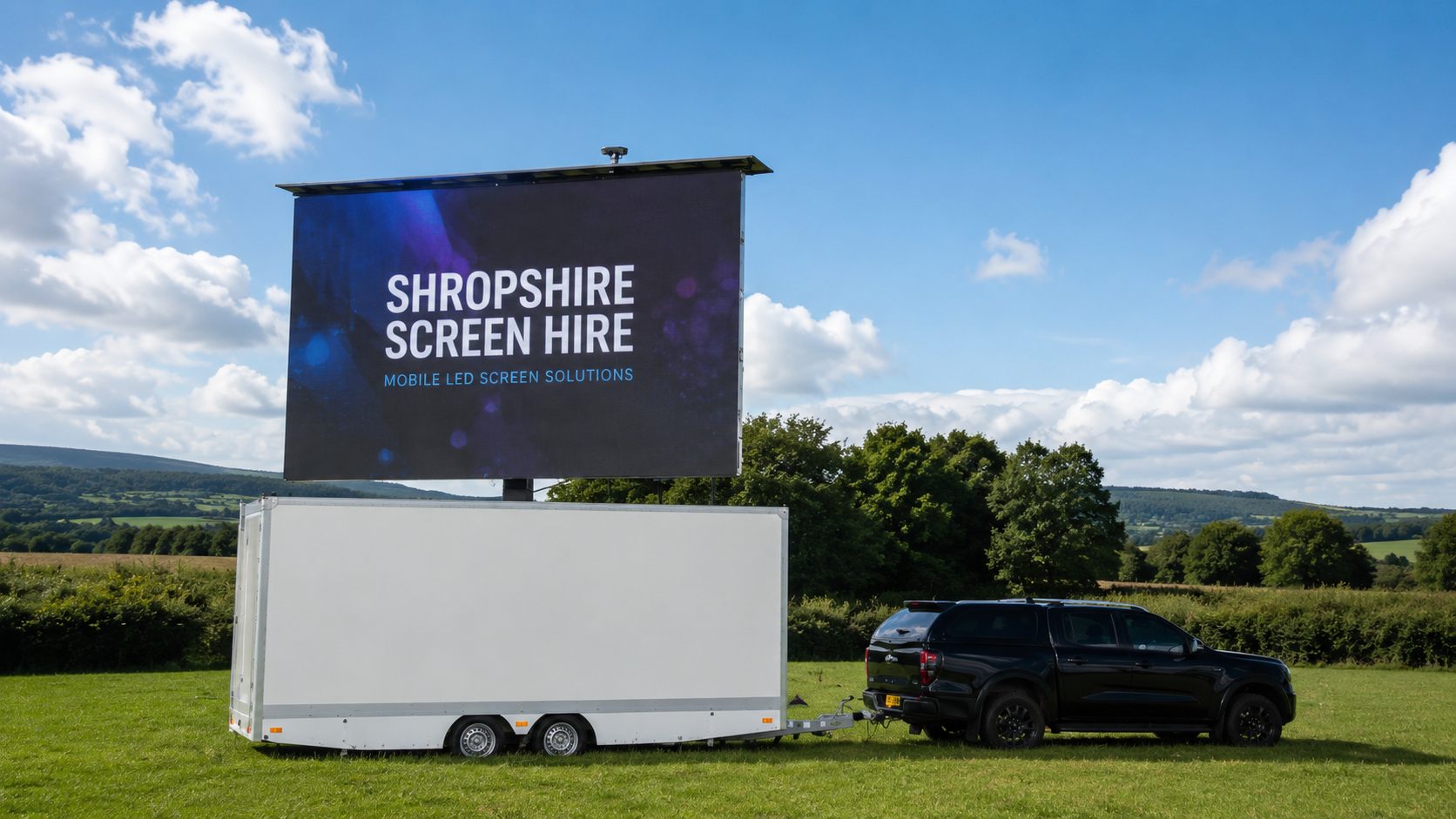 Outdoor mobile screen hire setup